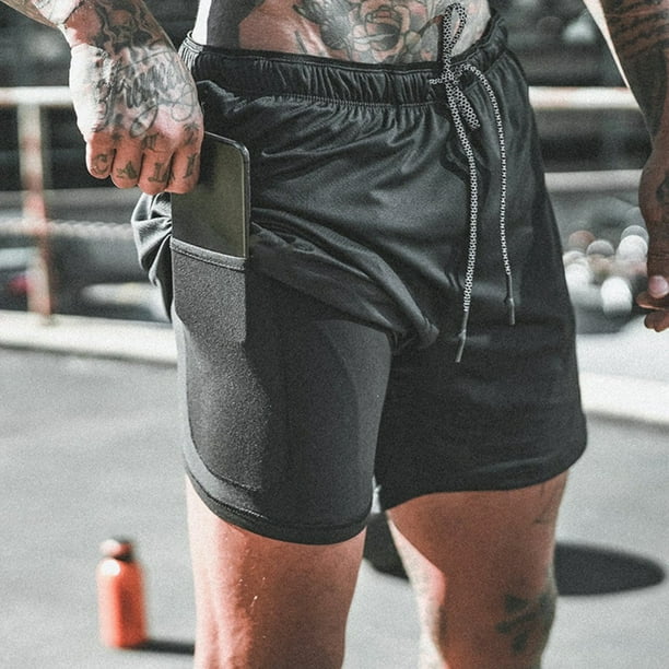 Shorts deportivos 2 en 1 para hombre hombres 2 En 1 entrenamiento pantalones cortos para correr deporte cadera fitness ligero gimnasio yoga