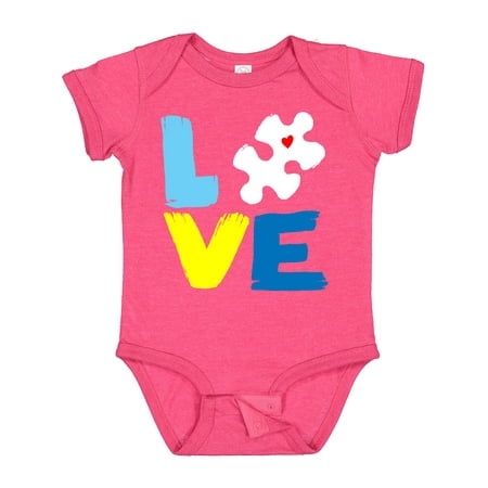

Inktastic Autism Awareness Puzzle of Love in Blue and Yellow Gift Baby Boy or Baby Girl Bodysuit