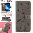 thumbnail image 2 of For iPhone 14 Pro Max Case, Mantto PU Leather Cover with Cat Patterned Embossed Cute Painted Flip Wallet Card Case, With Kickstand Hand Strap Magnetic Closure Case For iPhone 14 Pro Max, Gray, 2 of 9