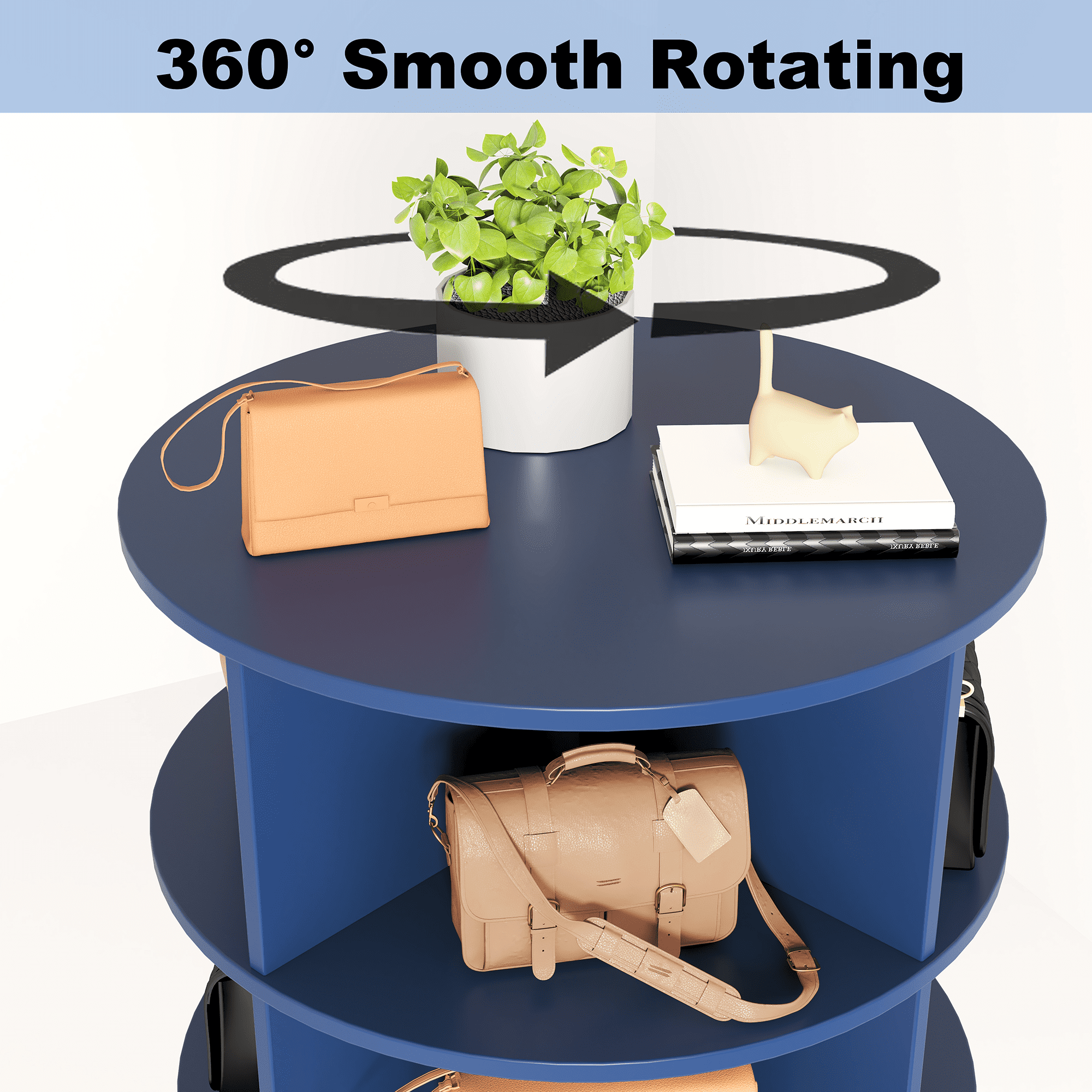 Miniyam 360° Rotating Shoe Rack, 6-Tiers Shoe Rack Organizer for Entryway, Blue