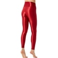 thumbnail image 3 of Alvivi Women's Glossy Opaque Ankle Pants Shiny High Waist Tights Yoga Pants Training Sports Leggings Burgundy M, 3 of 4