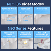 LUXE Bidet NEO 185 - Self-Cleaning, Non-Electric Bidet Attachment, Rear and Feminine Wash Blue