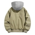 thumbnail image 3 of hoksml Men's Utility Style Hooded Jacket Fake Two-Layer Design with Multiple Pockets Casual Motorcycle Solid Color Cargo Streetwear Coat, 3 of 3