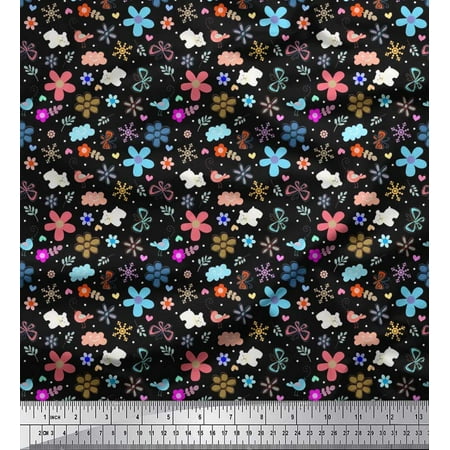 Soimoi Georgette Viscose Fabric Bear Bird & Floral Clip Art Print Sewing Fabric Yard 42 Inch Wide Soimoi Georgette Viscose Fabric Bear Bird & Floral Clip Art Print Sewing Fabric Yard 42 Inch Wide