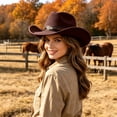 thumbnail image 2 of LILIYA Womens Western Cowboy Hat, Classic Wide Brim Breathable Beach Cowgirl Headwear with Decorative Band, Lightweight Sun Protection Summer Hat, 2 of 5