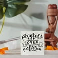 thumbnail image 5 of Zomyto 7x7 In Progress Over Perfection Wooden Box Sign Desk Decor Motivational Wooden Block Plaque, 5 of 6