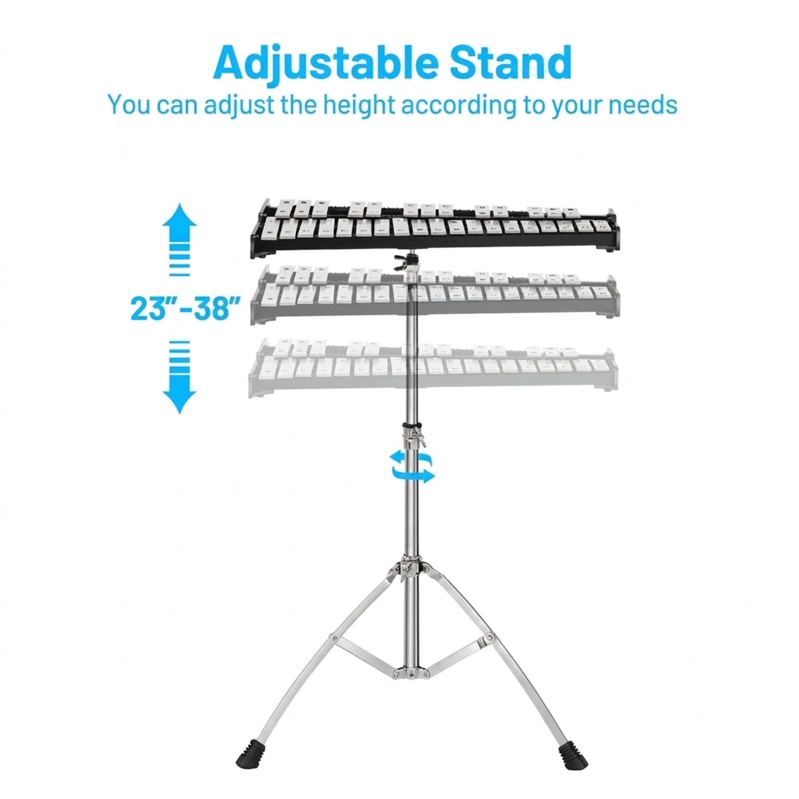 Redsmile 32-Note Glockenspiel Xylophone Bell Kit with Adjustable Steel Stand and Mallets for Students and Bands, Black