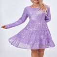 thumbnail image 2 of Mini-robe Sparkling Femmes à Manches Longues en Couleur Unie, 2 of 7