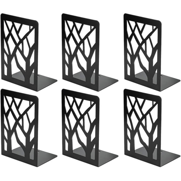 Book Ends, Bookends, Book Ends for Shelves, Bookends for Shelves, Bookend,Book Ends for Heavy Books,Book Shelf Holder Home Decorative,7x4.7x3.5 in,Metal Bookends Black(3 Pairs/6 Pieces,Large)