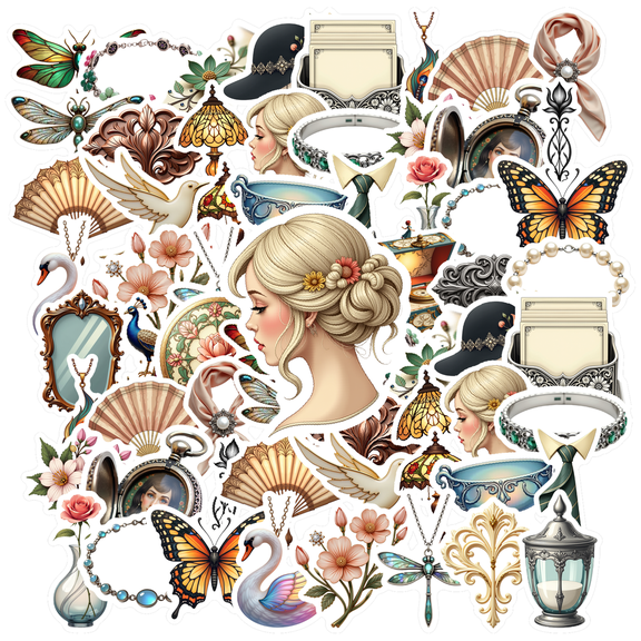 Vintage Vintage Ornament Stickers, Waterproof Vintage Ornament Sticker for Water Bottle Laptop Phone Cases Planner Skateboard Luggage Helmet Party Favor Decor, Ideal for Adults Teens Teacher Rewards