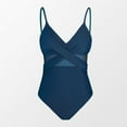 thumbnail image 6 of Arnsht Women V Neck One Piece Swimsuit Comfortable Breathable Wrapped Mesh Tummy Control Bathing Suit with Adjustable Straps Navy S, 6 of 7