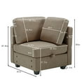 thumbnail image 7 of 5 Seat Modular Sectional Sofa with Adjustable Arms and Backs, Wood Frame Convertible Lounge Sofa with Storage Space, U-Shape Sofa Sleeper Upholstered Furniture with Ottoman for Living Room, Brown, 7 of 7