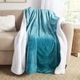thumbnail image 2 of Manta Genteele Sherpa Super Soft de 150 x 180 cm, color verde azulado y blanco, 2 of 6