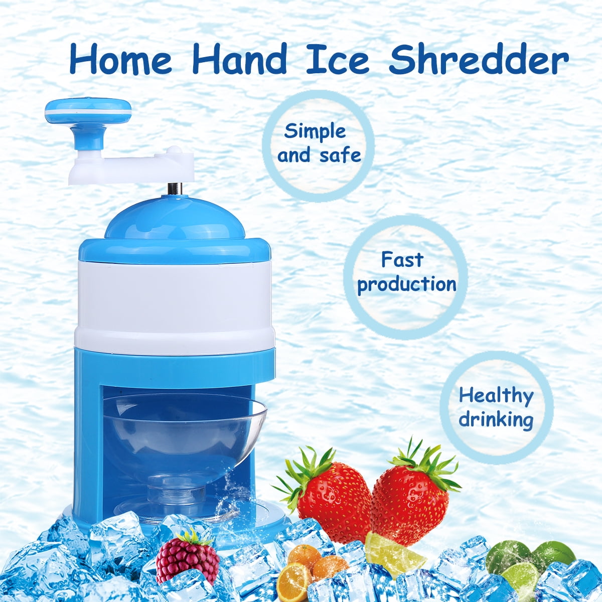 Portable Manual Ice Shaver Shredding Machine Crusher Snow Cone Maker