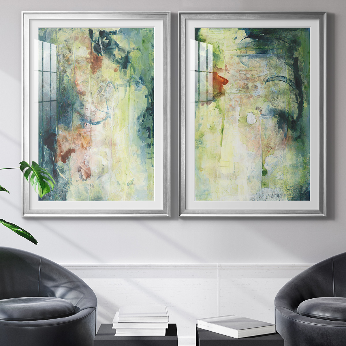 Wexford Home Nature's Elements I Premium Framed Print, 26.5" x 36.5" - Ready to Hang, Silver (Set of 2)
