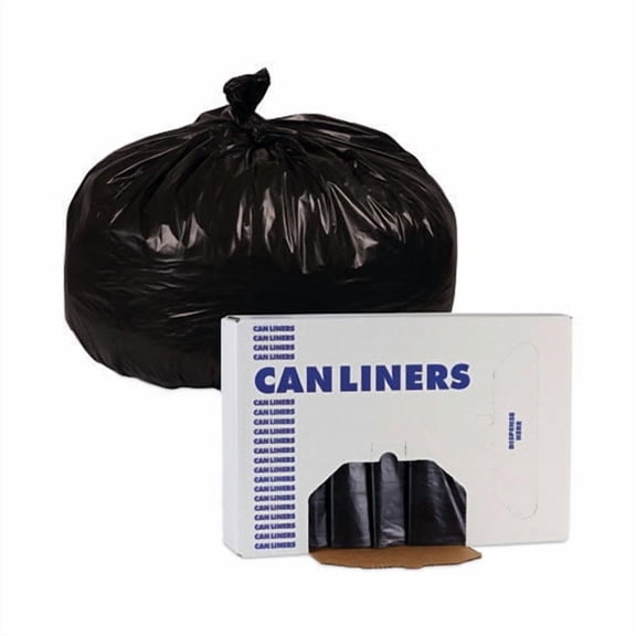 60 Gallon 1.7 mil 38 in. x 58 in. Flat Pack Linear Low Density Industrial Can Liners - Black (100/Carton)