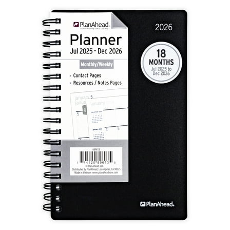 PlanAhead Small Home Office Monthly Weekly Planner (18 Month - 4" x 6.25")