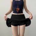 thumbnail image 7 of Aihuaihua Fold Over Shorts Skirt Low Waist Pleated Skirts Strechy Elastic Waisted Cute Shorts for Women Girl Y2k Black XL, 7 of 7
