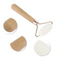 thumbnail image 3 of Rodillo facial portátil de una sola espina para mujeres para vacaciones, baño, palo de madera blanca y jade, 3 of 3