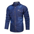 thumbnail image 4 of SNOWSONG Long Sleeve Shirts for Men, Men's Spring & Fall Casual Lapel Denim Shirt Men's Denim Shirt Mens Button down Shirt, Dress Shirts for Men, Big and Tall Shirts for Men Dark Blue 4XL, 4 of 4