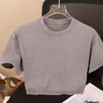 thumbnail image 4 of Cropped T Shirts for Women Vintage Tees Crop T-Shirts Oversized Cotton Tshirt Short Sleeve Casual Round Neck Basic Tees Loose Summer Top, 4 of 5