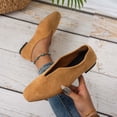 thumbnail image 2 of Womens V Cut Square Toe Faux Suede Ballet Flats, Slip On Loafers with Cushioned Insole & Flexible Non-Slip Sole for Office Casual Wear, Khaki,Size 6, 2 of 8
