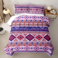 thumbnail image 2 of Castle Fairy Vintage Tribal Aztec Quilt Full 3-Piece,Boho Geometric Full Bedspread Sets,Red Blue Pink,1 Coverlet and 2 Pillowcases, 2 of 7