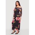 thumbnail image 2 of Women's Plus Size Floral Long Sleeve Mesh Off The Shoulder Dress, 2 of 3