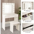 thumbnail image 4 of REDCAMP Lighted Makeup Vanity with 12 Light Bulbs, Vanity Set with Mirror and 2 Drawers, Vanity Table with Cushioned Stool, White, 4 of 7