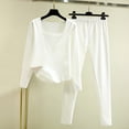 thumbnail image 2 of FAIWAD Warm Pajamas Set for Women Long Sleeve Square Neck Tops with Pants Thermal Lightweight Basic Suit, 2 of 3