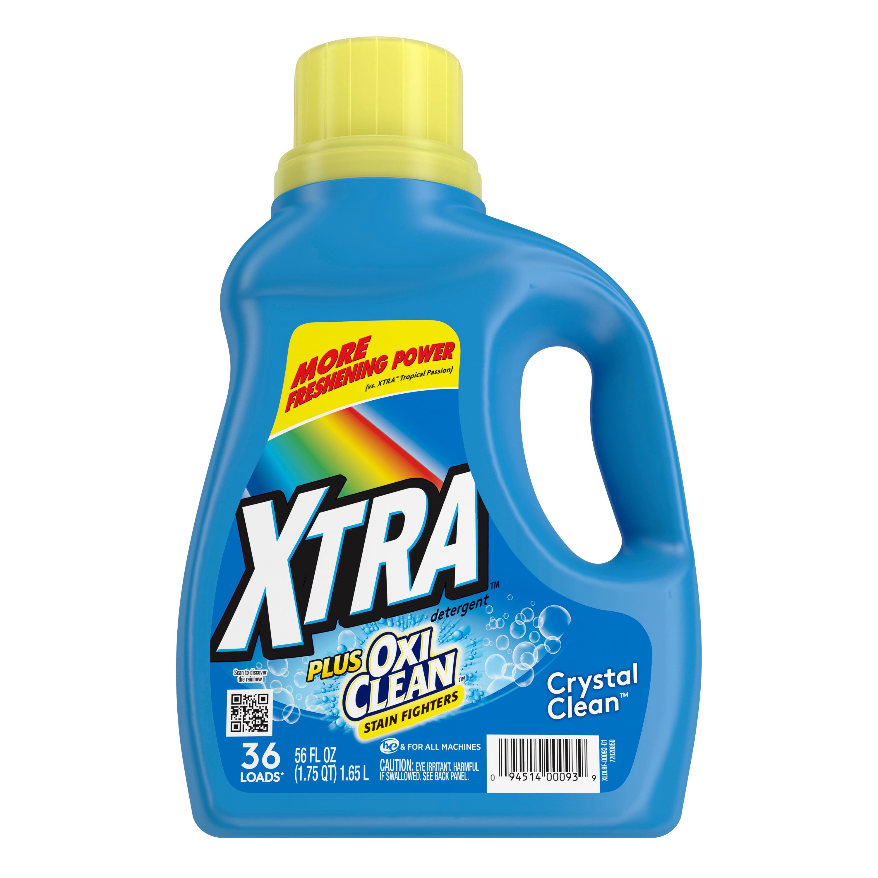 XTRA Plus OxiClean, Crystal Clean, 36 Loads Liquid Laundry Detergent, 56 Fl oz