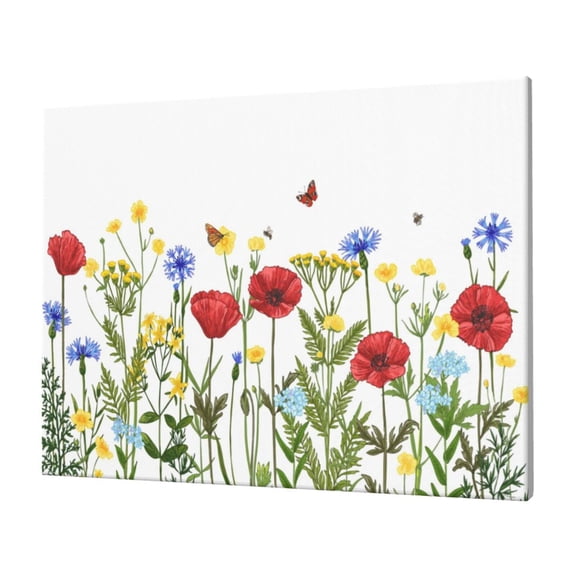 Gukieu Wild Herbs Print Horizontal Canvas Decorative Painting 12x16 Inch Shrinkage Resistant Frame Hanging Home Wall Art Decor