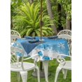 thumbnail image 2 of Outdoor Tablecloth with Umbrella Hole and Zipper, Blue Christmas Round Table Cloth 54 Inch Waterproof Tablecloth, Xmas Balls Winter Snowflake Modern Art Picnic Table Cover for Patio Camping, 2 of 7