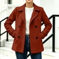 thumbnail image 4 of Riecok Pea Coats for Women Long Sleeve Button down Jackets Lapel Collar Overcoat Warm Casual Winter Outerwear XL, 4 of 6