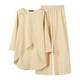 thumbnail image 5 of Conjuntos de 2 piezas para mujer: tops de manga larga con dobladillo asimétrico y pantalones anchos. Conjunto holgado y liso para otoño-invierno. Estilo cómodo y moderno., 5 of 6