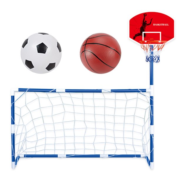 2in1 Football Net Basketball Hoop Kids Soccer Goal Set Portable