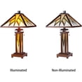 thumbnail image 3 of RADIANCE Goods Tiffany-Style Mission 3 Light Double Lit Wooden Table Lamp 15" Shade, 3 of 3