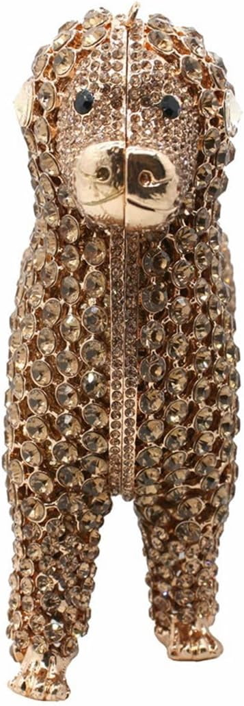 Baguery Luxury Poodle Rhinestone Clutch Purse for Women, Sparkling Crystal Evening Bag Wedding Party Phone-Friendly Animal Purse