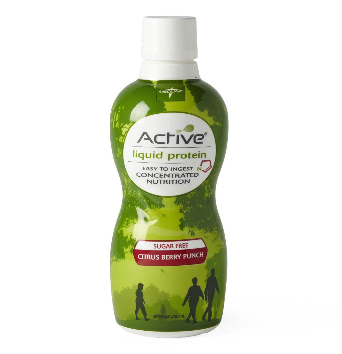 Medline Active Liquid Protein, Sugar-Free, Citrus Berry Punch, 16-grams Protein, 30 oz Bottle, 1 Count