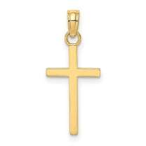 Diamond2Deal 10K Yellow Gold Polished Cross Charm Pendant for Women (L- 0.85 inch, W- 0.4 inch)