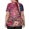 thumbnail image 4 of Sewkxo Scrub Top Women American Independence Day Graphic Short Sleeve V Neck Scrub Top Loose Summer Nursing Uniforms Top with Pockets,Hot Pink XL, 4 of 5