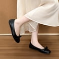 thumbnail image 6 of Gpaecead Women's Bow Flats Solid Color Patent Leather Slip On Soft Sole Comfort Versatile Casual Work Shoes, Black, 6 of 8