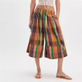 thumbnail image 2 of Women's Palazzo Pants Pocket Retro Plaid Wide Leg Loose Casual Long Trousers Pants for Women Orange M, 2 of 4