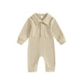 thumbnail image 2 of Musuos Baby Boys Spring Fall Jumpsuit, 3M 6M 12M 18M Long Sleeve Turn-down Collar Solid Romper Casual Newborn Clothes, 2 of 9