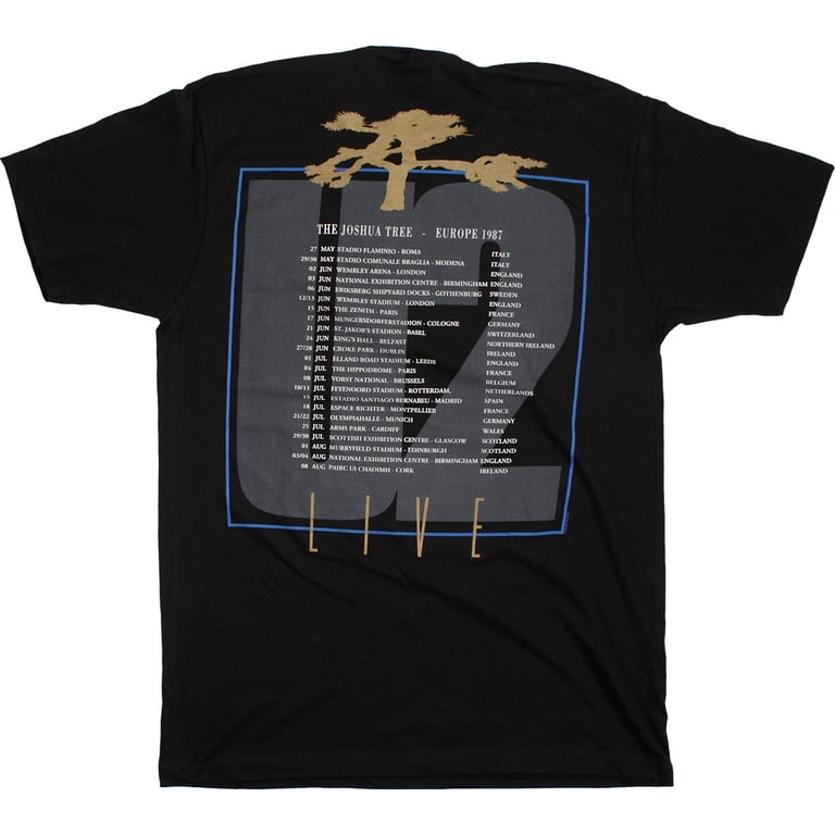 U2 The Joshua Tree 1987 Europeon Tour Men's T-Shirt w/ Dates +