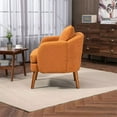 thumbnail image 3 of Wood Frame Armchair, Modern Boucle Upholstered Lounge Chair with Pillow and Thicken Cushion Comfy Single Sofa Chair Leisure Reading Chair Accent Chair for Living Room Bedroom Office, Orange, 3 of 7