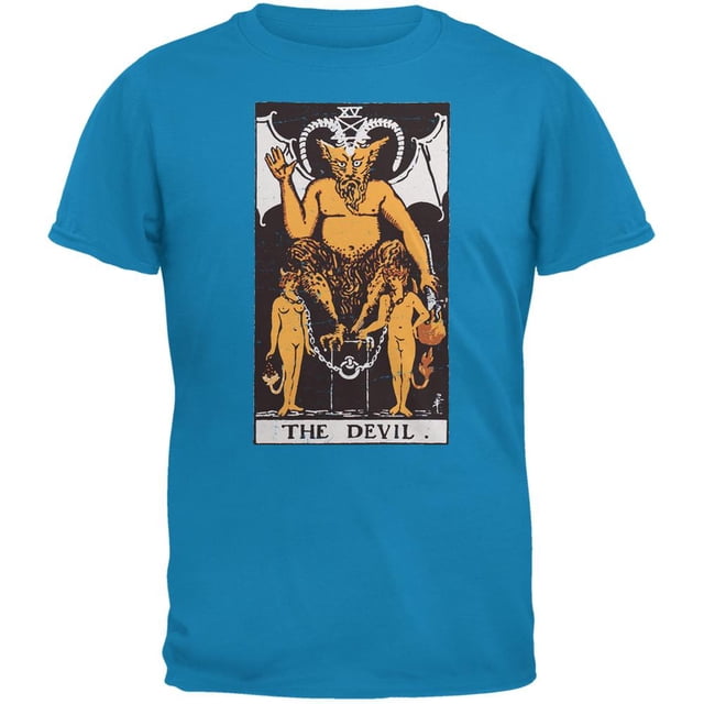 Halloween Devil T-Shirt Adulte Carte Tarot Bleu Saphir