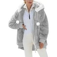 thumbnail image 1 of Veste Réversible Grande Taille Femme Chaude à Capuche Zippée Manteau Coréen Mode Confortable Couleur Unie, 1 of 6