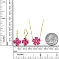 thumbnail image 2 of Gem Stone King 18K Yellow Gold Plated Silver Pink Created Sapphire and White Zirconia Pendant Earrings Jewelry Set for Women (10.45 Cttw, Heart Shape 6MM, with 18 inch Chain), 2 of 3