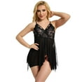 thumbnail image 6 of Sexy Lingerie, PUTUO Lingerie for Women, Lace Sling Chemise Naughty See Through Lingerie Set, Black, 6 of 6